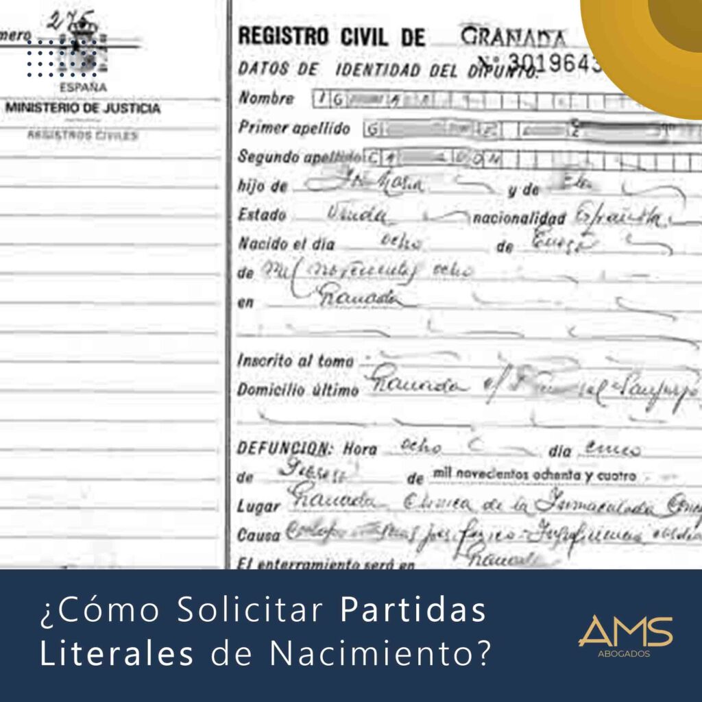 partida literal de nacimiento españa ams abogados