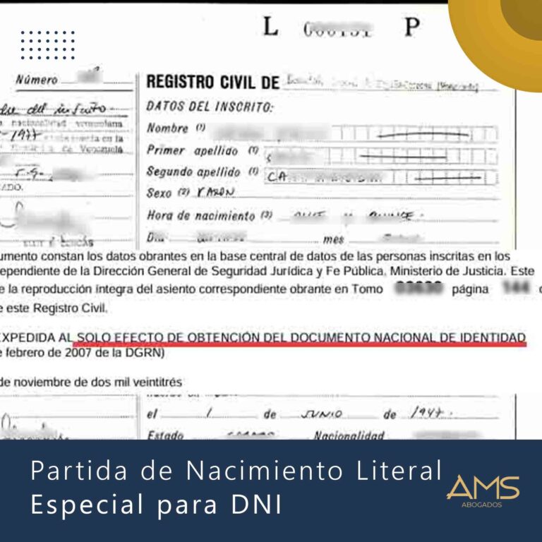 literal española especial para dni ams abogados