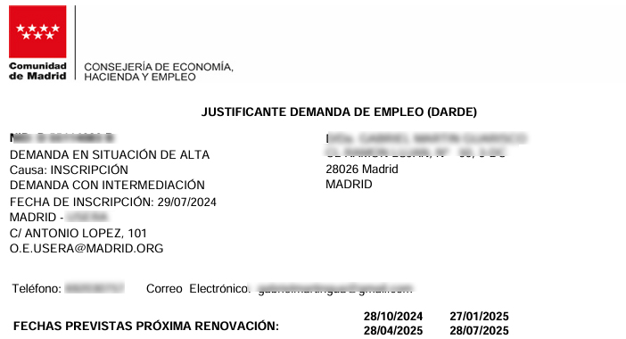 justificante de demanda de empleo españa 2025