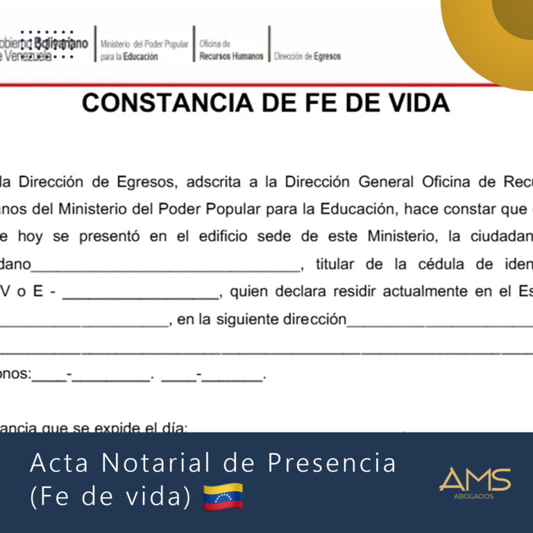 Artículo Fe de vida Venezuela